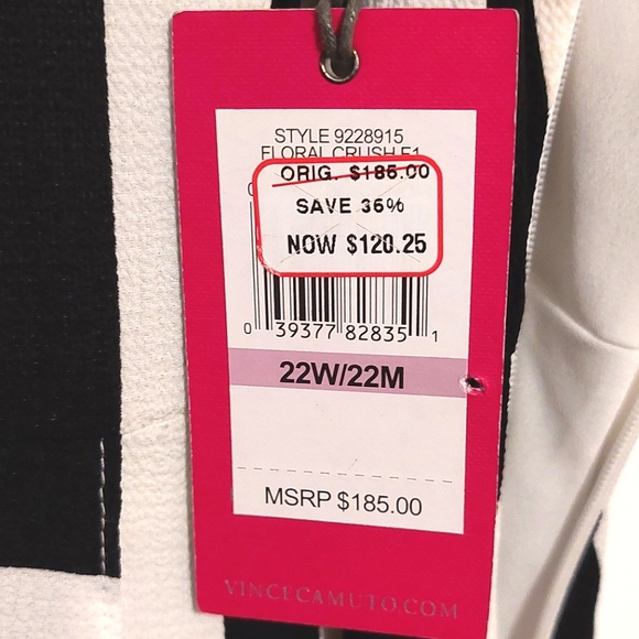 Vince Camuto Women's Black & White Striped Asymmetric Flowy Dress NWT Size 22W - Picture 14 of 14